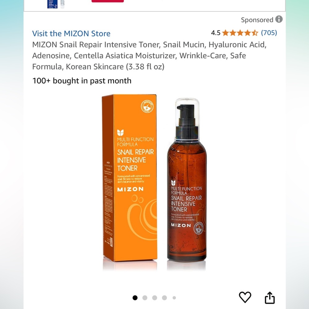 Mizon multi function formula snail 🐌 repair intensive toner 85% full